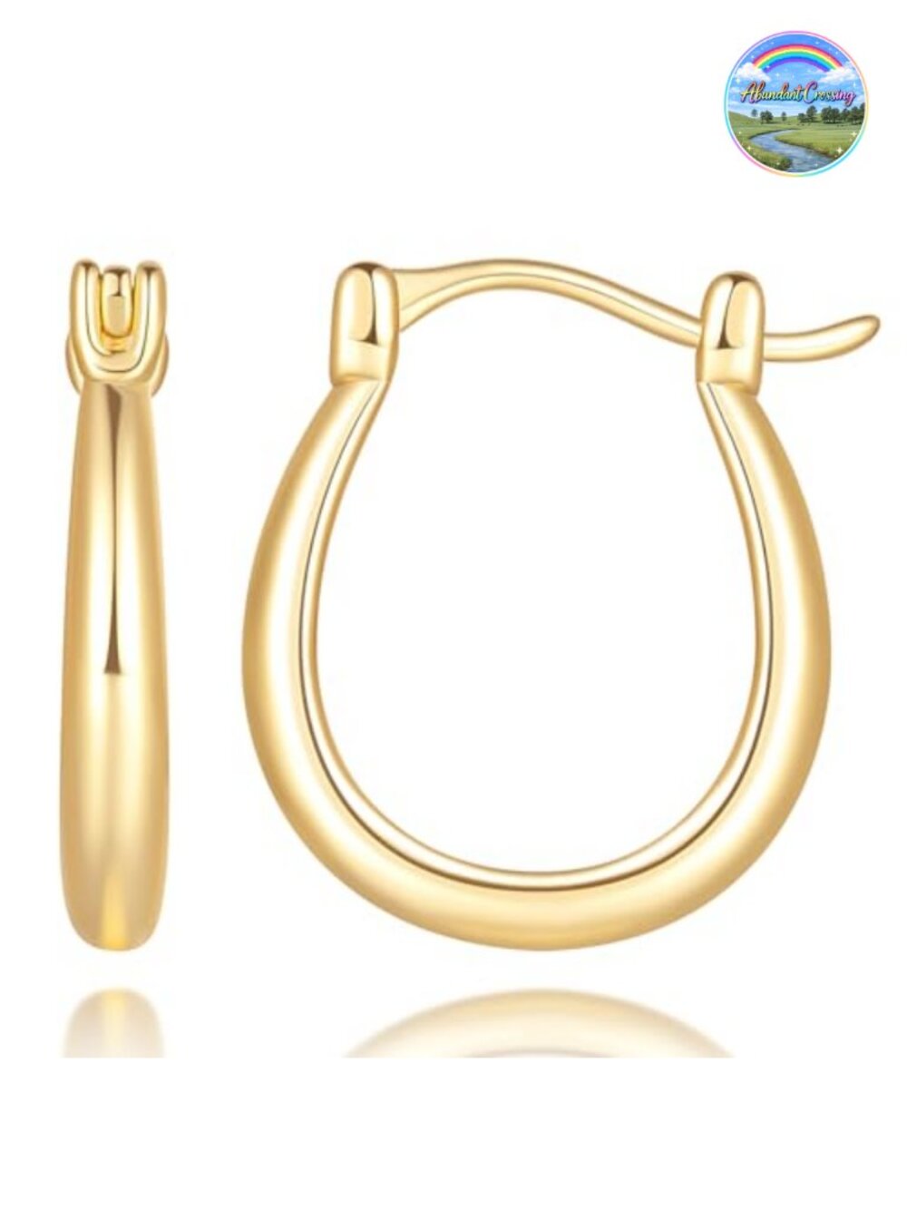 14k Gold Plated Hoop Earrings for Women with Cubic Zirconia - 20mm